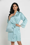 Zivame Luxe Satin 5 Pc Sleep Set - Mist Green — thumbnail 5